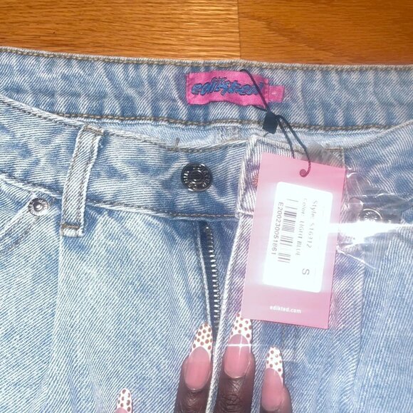 edikted blue low rise jeans - Picture 2 of 3